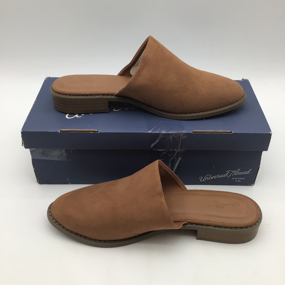 Universal Thread Rita Brown Faux Suede Pointed Toe Flat Mule Womens Size 8.5 NEW
